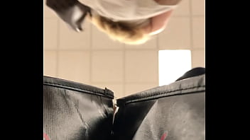 Preview 1 of Forced Interacial Gang Bang - Sexy Blond MILF in low cut dress at store spycam upskirt