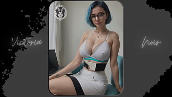 Preview 2 of 10 Years Gals Sex Videos - AI: Vibrant blue hair and dark glasses DOMINATRIX - Part 13 - Waifu Models #003