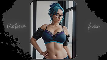 Preview 1 of Mada Fakin San - AI: Vibrant blue hair and dark glasses DOMINATRIX - Part 5 - Waifu Models #003