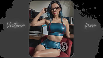 Preview 3 of Virgin Niked Girl - AI: Vibrant blue hair and dark glasses DOMINATRIX - Part 12 - Waifu Models #003