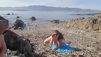 Preview 2 of Young Slut Big Tits Anal - Exhibitionist Flashes his Dick for a Nudist Milf. She Sucked on the Beach
