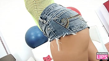 Preview 2 of Llucia Love - Most AMAZING body brunette TEEN in Tight Denim Shorts and Cameltoe Perfection