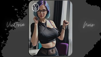 Preview 2 of Kajol Actor Sex - AI: Vibrant blue hair and dark glasses DOMINATRIX - Part 10 - Waifu Models #003