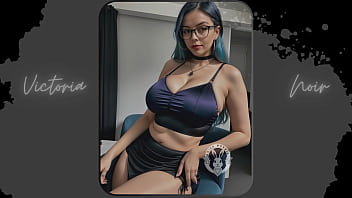 Preview 3 of Kajol Actor Sex - AI: Vibrant blue hair and dark glasses DOMINATRIX - Part 10 - Waifu Models #003
