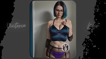 Preview 4 of Kajol Actor Sex - AI: Vibrant blue hair and dark glasses DOMINATRIX - Part 10 - Waifu Models #003