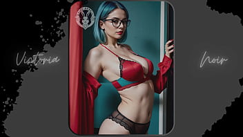 Preview 2 of Czech Private Voyeur - AI: Vibrant blue hair and dark glasses DOMINATRIX - Part 9 - Waifu Models #003