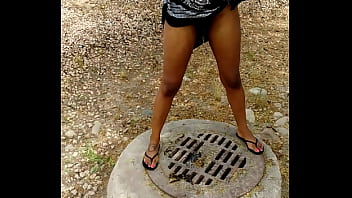Preview 2 of F1 6yi - Sexy Ebony Peeing Outside Sex Shop