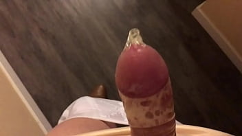 Preview 4 of Follow Me Part 1 - Rubber Gloves and Condom with an Extreme Amount of Precum - DickGirls.xyz
