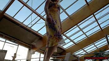 Preview 1 of Triplets Lesbian - Blonde in a dress in a pool
