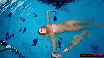 Preview 4 of Triplets Lesbian - Blonde in a dress in a pool
