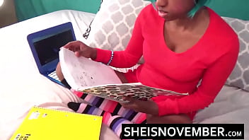Preview 1 of Sasba Gray - HD Little Pretty Girl Squirting Her Shaved Pussy After Stuffing Her Red Panties Inside,  Shy Geek Sheisnovember Explores Her Body While Sitting On Her Bed,  Surprised That Rubbing Her Clitoris Causes Her To Orgasm Hot Wet Fluids by Msnovember