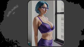 Preview 1 of Sister Xxxvideo Com - AI: Vibrant blue hair and dark glasses DOMINATRIX - Part 1 - Waifu Models #003