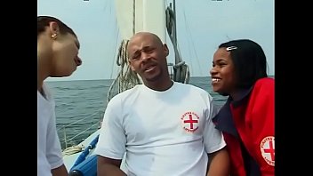 Preview 1 of Leack Ass - Interracial threesome in a boat with two young chicks hungry for cock