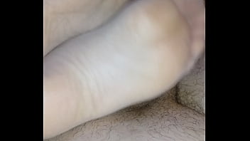 Preview 1 of Bigbur Sex - homemade footjob with super thin stockings and cumshot