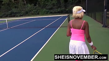 Preview 2 of Mami Xxx Bf - I Gave A Fellow Tennis Player A Kneeling POV Blowjob After Losing A Match In Public,  My Huge Natural Tits And Nipples Out,  Busty Blonde Ebony Whore Sheisnovember Flashing Her Big Ass And Panties While Walking Outside,  by Msnovember
