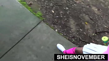 Preview 2 of Telugu Actress Bomeka Sex Videos - American Ebony Walking After Blowjob In Public,  Sheisnovember Lost a Bet Then Sucked A Dick With Her Giant Titties and Nipples out,  Then Walked Flashing Her Panties With Upskirt Exposure And Cute Ebony Thighs by Msnovember