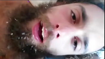 Preview 2 of This Barmaid - Bearded dude gets shot in the face with jizz from his buddy.