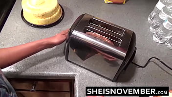 Preview 1 of Pregnant Six - My Whore Step Sister Getting My Big Dick Cumshot On Her Face After Rough Standing Doggystyle,  Busty Black Babe Sheisnovember Fucking Her Horny Step Brother BBC In The Kitchen While Completely Naked With Natural Tits Out By Msnovember