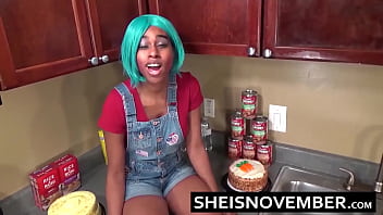 Preview 2 of Porn Tube Nl - My Step Sister Big Booty Caught My Attention,  So I Cumshot Her Face And Fuck Her Doggystyle After A POV Blowjob,  Cute Black Babe Sheisnovember Getting Seduced Out Of Her Overalls,  Fucking With Natural Tits And Nipples Out by Msnovember