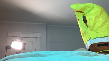 Preview 3 of Latina Busty Strip - Spongebob Fucks Trans in Chastity