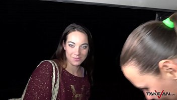 Preview 2 of Scoat Nails - Wild foursome in driving van with Mea Melone &amp_ Wendy Moon ends with cum on ass