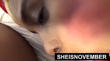 Preview 3 of Sitting On Tacks - HD Young Cumshot And Cum Swallow &amp_ Sheisnovember Big Natural Tits Black Girl Dripping Down Her Ebony Face With Mouth Open And Biting Balls Wearing Red Lip Stick by Msnovember