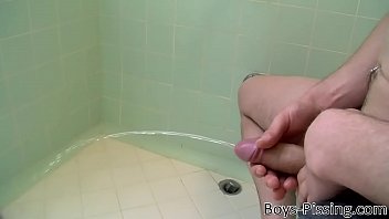 Preview 2 of Urdu Sexy Video - Hot jock Caleb pisses himself and jerks off in the bathroom