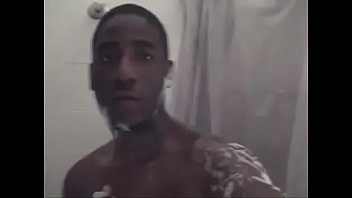 Preview 2 of Teenxx V D - Hot black stud jerks off in the shower