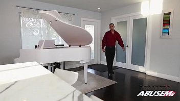 Preview 1 of See Father - Young brunette gags on guy&#039_s dick and gets her tight pussy a.