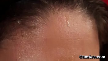 Preview 4 of Mo Hugega Dicks - Slutty hottie gets cum shot on her face swallowing all the juice