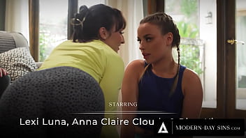 Preview 1 of Lesbo Milf Oralcola - MODERN-DAY SINS - PAWG Anna Claire Clouds Convinces Husband For 3-WAY With Busty Neighbor Lexi Luna
