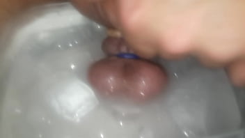 Preview 2 of Real Homemade First Time Lesbian - frozen bals with bands