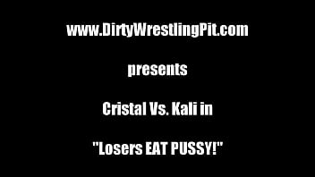 Preview 1 of Erkek Erkee Sikisme - Cristal Vs. Kali in Losers EAT PUSSY!