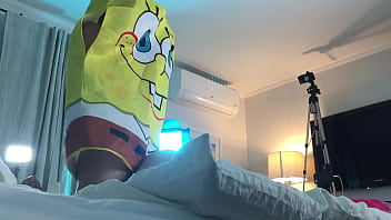 Preview 4 of Tithte - Spongebob Fucks Hot Trans Woman in Chastity