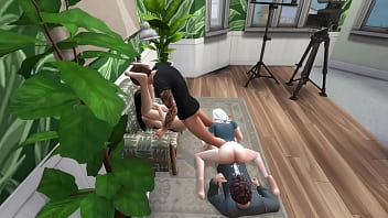 Preview 2 of Taba Porn - Group sex on floor and on Chair