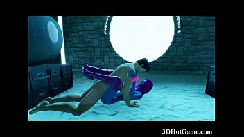 Preview 3 of Sloopy Blow - 3D Blue Alien Hottie Fucked in a Temple!