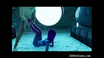 Preview 4 of Sloopy Blow - 3D Blue Alien Hottie Fucked in a Temple!