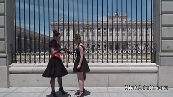 Preview 2 of Screaming X - Sub with butt plug tail in public