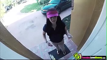 Preview 1 of Big Dog Fucks A Girl - Pizza girl