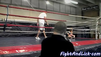 Preview 2 of Sunnyleon Fucks Sex - Athletic lesbos wrestling in the boxing ring