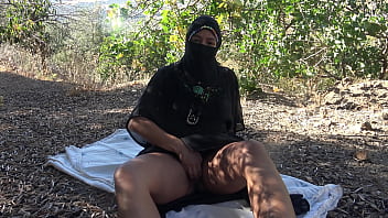 Preview 1 of Ferrera Gomez Bride - hot algerian milf shows her hairy pussy and asshole in a public park in France
