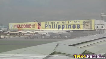 Preview 2 of Wife Cleavage Voyeur - Spicy young filipina teen! Foul-mouthed Cebuana plays with dildo and dick