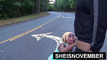 Preview 2 of Indian Sexy Plant - Ebony Blowjob Stranger In Middle Of Street Spread Booty and Young Pussy Open Ass