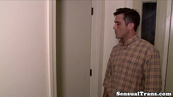 Preview 1 of Cheating Lovers Sex - Busty trans cocksucked before toping male ass