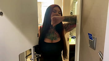 Preview 1 of Sistar Call Video - Tattooed milf with huge tits fucked by young man and swallows his cum