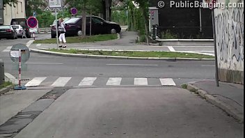 Preview 2 of Xxxsexysex - y. with a hot blonde girl having fun threesome public street sex
