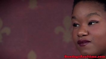 Preview 1 of Mom Boy Incest Full Movies - Hogtied black sub spitroasted by dom couple