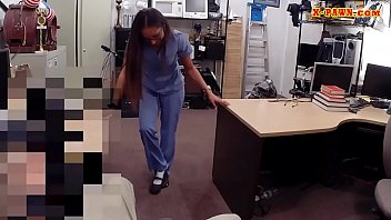 Preview 2 of Cum Insight - Desperate nurse pounded at the pawnshop