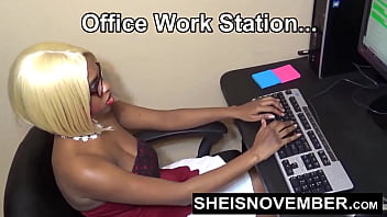 Preview 1 of Pregnant Rape Arab Wife - HD Cheating Girlfriend Doggystyle Fucking Her Horny Boss After Giving POV Blowjob At Work Desk,  Young Hot Black Slut Secretary Sheisnovember Fuck His Hard Cock,  Hardcore Riding After Giving Head,  With Big Ass Bouncing By Msnovember