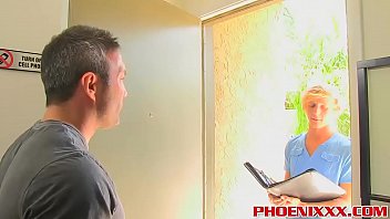 Preview 1 of Mother Giving Birth - Attractive gay hunk Brock Landon pounds blonde twink Evan